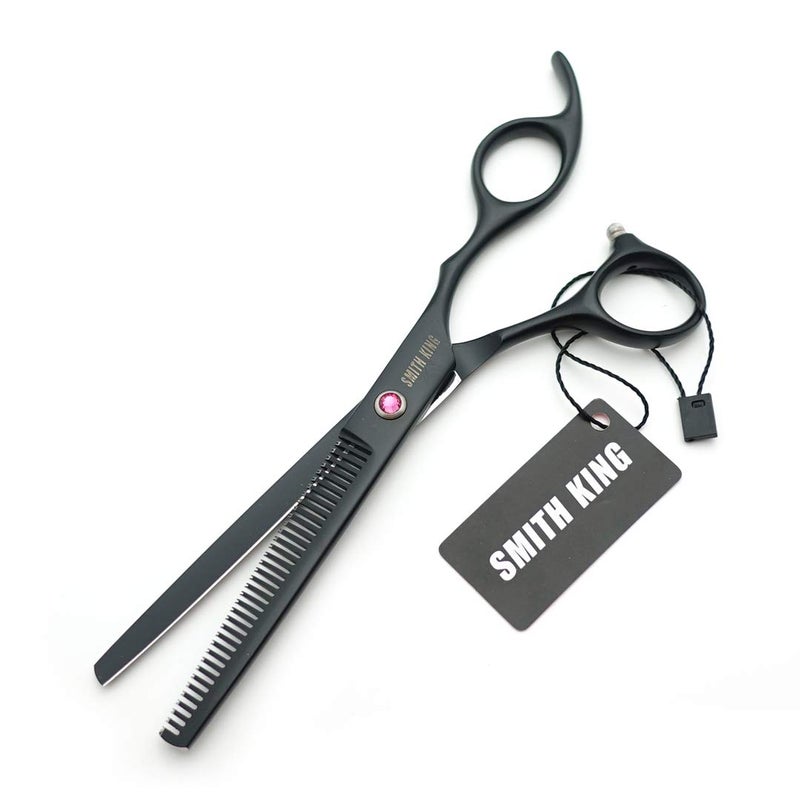 Smithking 7.0 Inches Professional hair cutting thinning scissors set with razor (Black) - Image 5